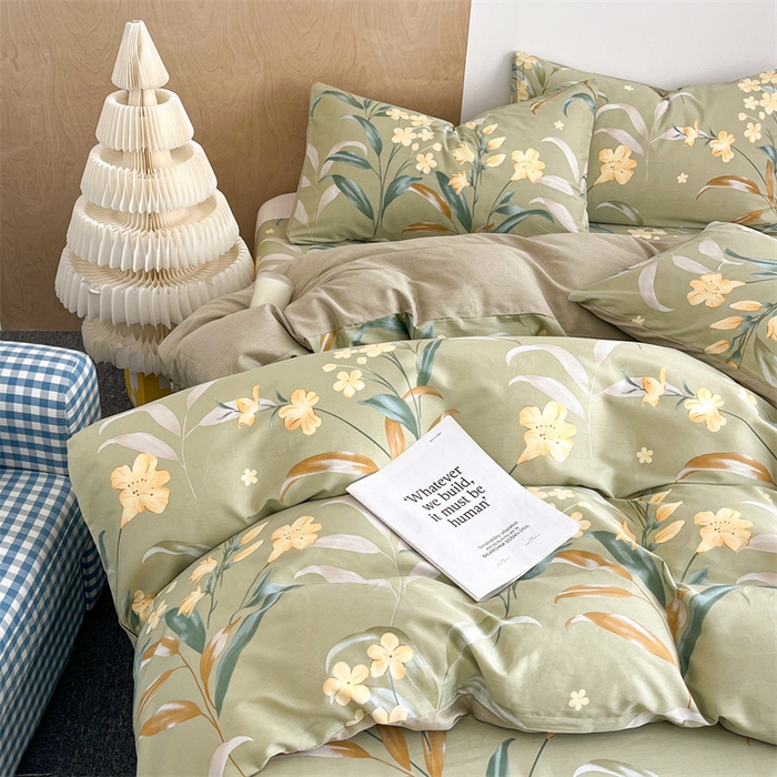 91家纺网 家纺一手货源 找家纺 澜妃 2025春夏新款12868全棉纯棉印花单被套 沐光美人-绿