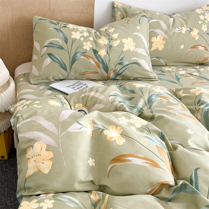 91家纺网 家纺一手货源 找家纺 澜妃 2025春夏新款12868全棉纯棉印花单被套 沐光美人-绿