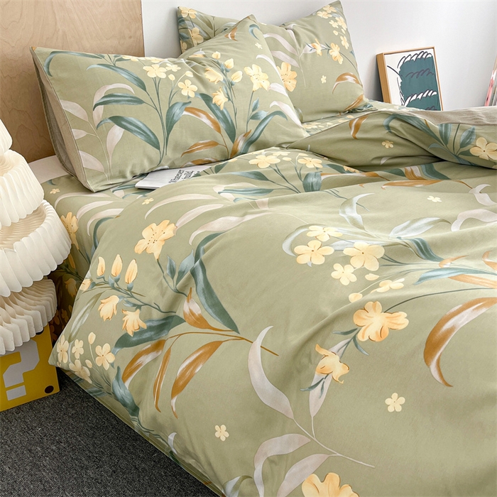 91家纺网 家纺一手货源 找家纺 澜妃 2025春夏新款12868全棉纯棉印花单被套 沐光美人-绿