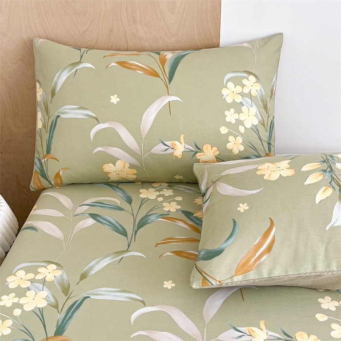 91家纺网 家纺一手货源 找家纺 澜妃 2025春夏新款12868全棉纯棉印花单被套 沐光美人-绿