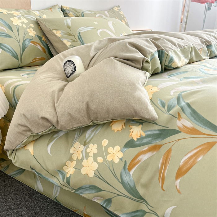 91家纺网 家纺一手货源 找家纺 澜妃 2025春夏新款12868全棉纯棉印花单被套 沐光美人-绿