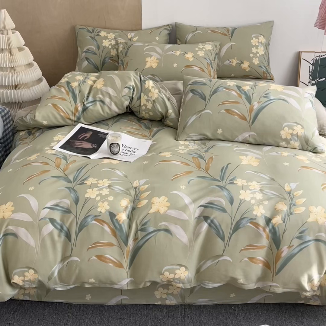 91家纺网 家纺一手货源 找家纺 澜妃 2025春夏新款12868全棉纯棉印花单被套 沐光美人-绿
