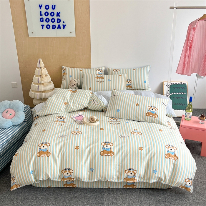 91家纺网 家纺一手货源 找家纺 澜妃 2025春夏新款12868全棉纯棉印花单被套 派对小狗