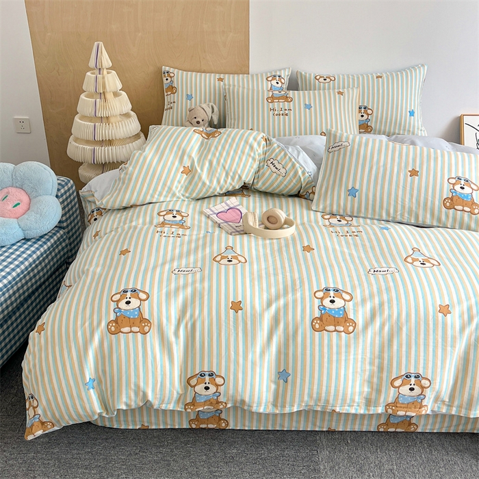 91家纺网 家纺一手货源 找家纺 澜妃 2025春夏新款12868全棉纯棉印花单被套 派对小狗