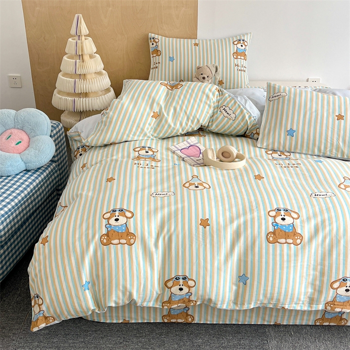 91家纺网 家纺一手货源 找家纺 澜妃 2025春夏新款12868全棉纯棉印花单被套 派对小狗