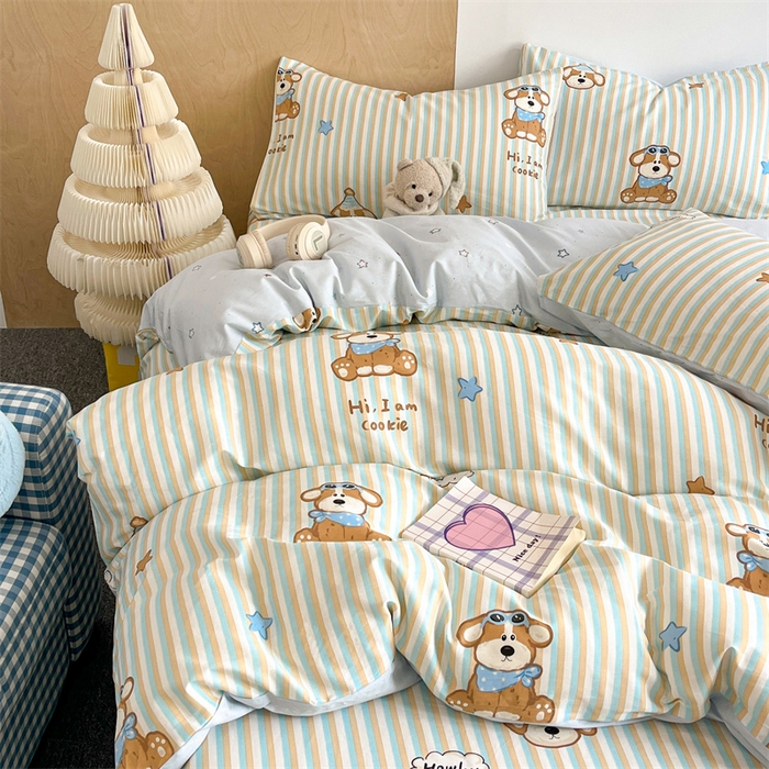 91家纺网 家纺一手货源 找家纺 澜妃 2025春夏新款12868全棉纯棉印花单被套 派对小狗