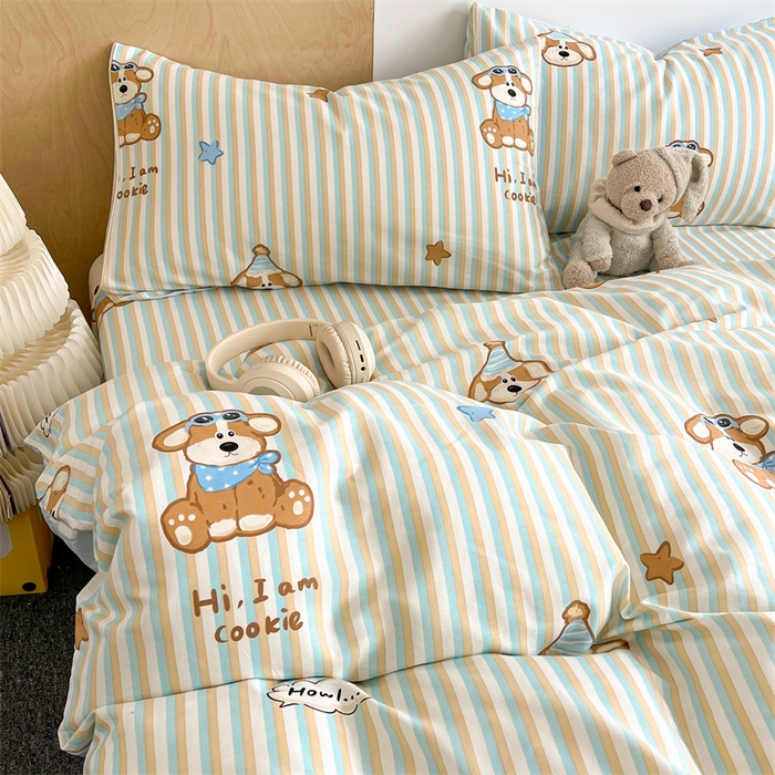 91家纺网 家纺一手货源 找家纺 澜妃 2025春夏新款12868全棉纯棉印花单被套 派对小狗