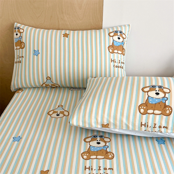 91家纺网 家纺一手货源 找家纺 澜妃 2025春夏新款12868全棉纯棉印花单被套 派对小狗