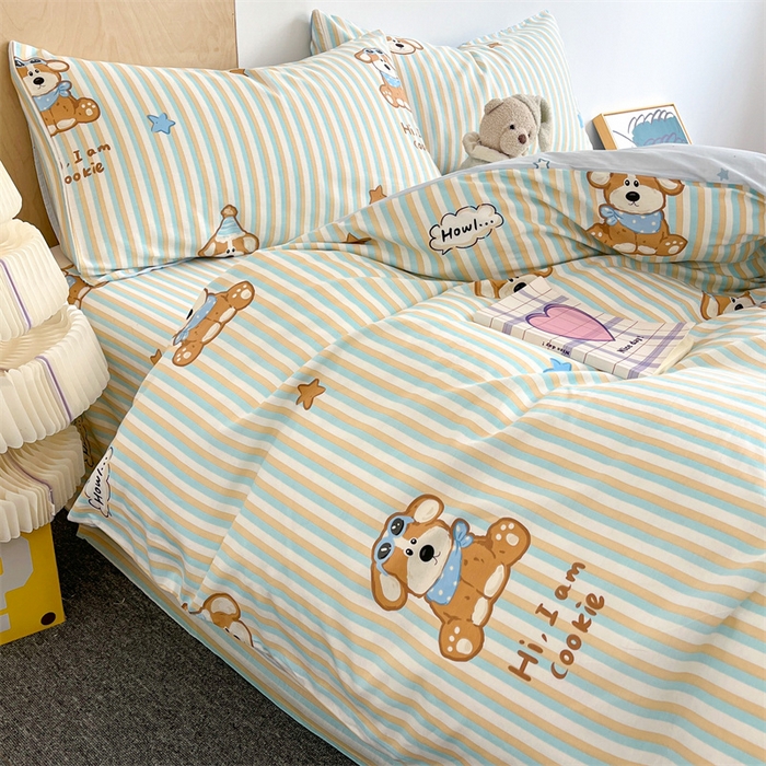 91家纺网 家纺一手货源 找家纺 澜妃 2025春夏新款12868全棉纯棉印花单被套 派对小狗