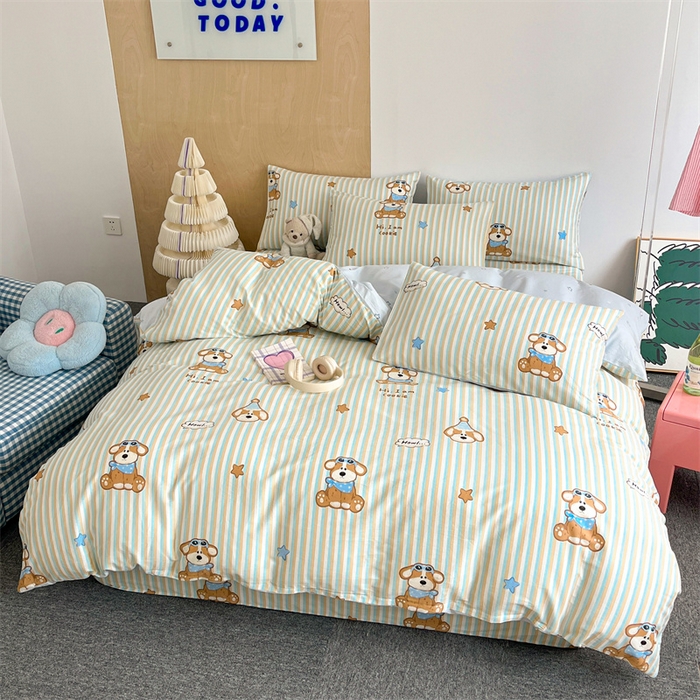 91家纺网 家纺一手货源 找家纺 澜妃 2025春夏新款12868全棉纯棉印花单被套 派对小狗