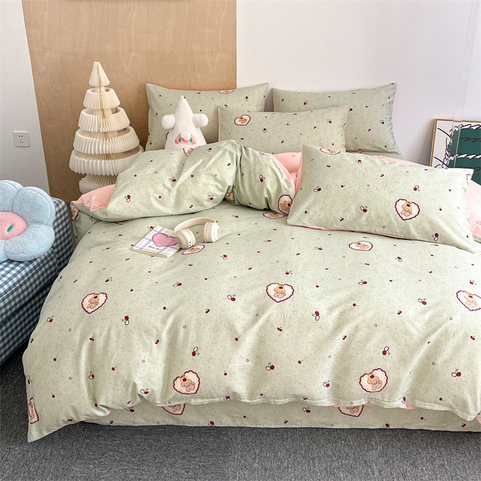 91家纺网 家纺一手货源 找家纺 澜妃 2025春夏新款12868全棉纯棉印花单被套 青提樱桃狗