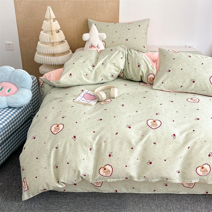91家纺网 家纺一手货源 找家纺 澜妃 2025春夏新款12868全棉纯棉印花单被套 青提樱桃狗