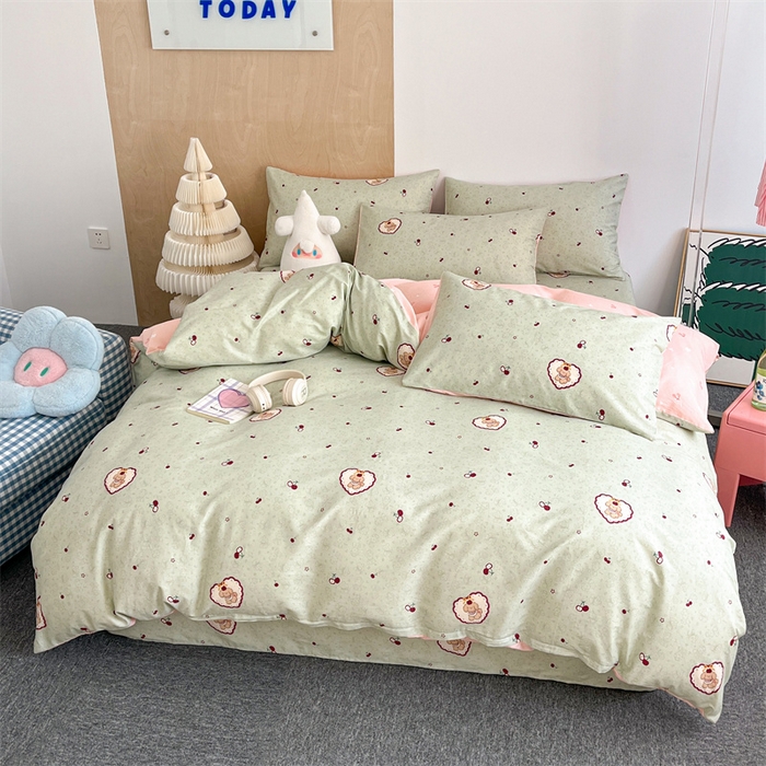 91家纺网 家纺一手货源 找家纺 澜妃 2025春夏新款12868全棉纯棉印花单被套 青提樱桃狗