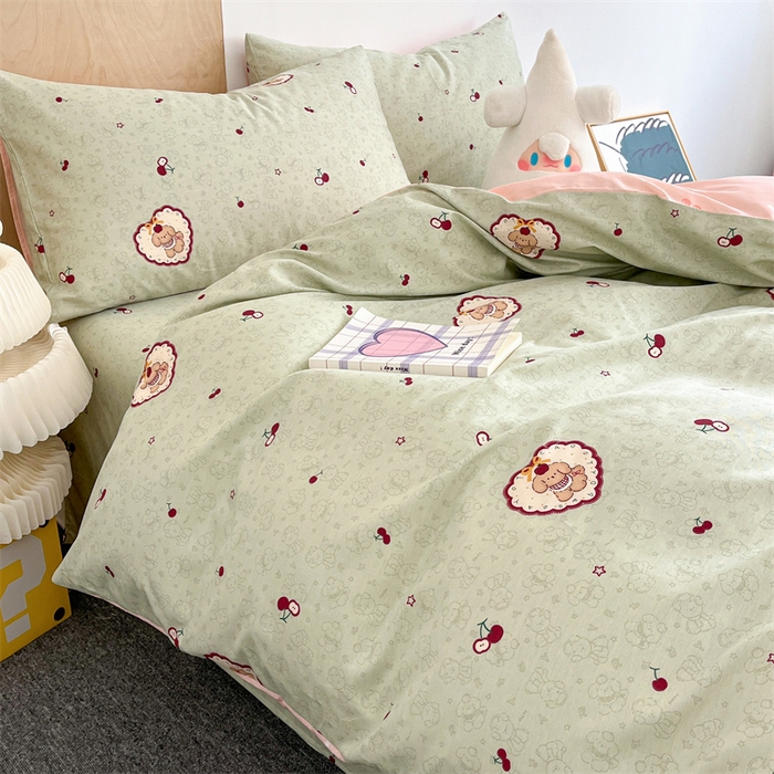 91家纺网 家纺一手货源 找家纺 澜妃 2025春夏新款12868全棉纯棉印花单被套 青提樱桃狗