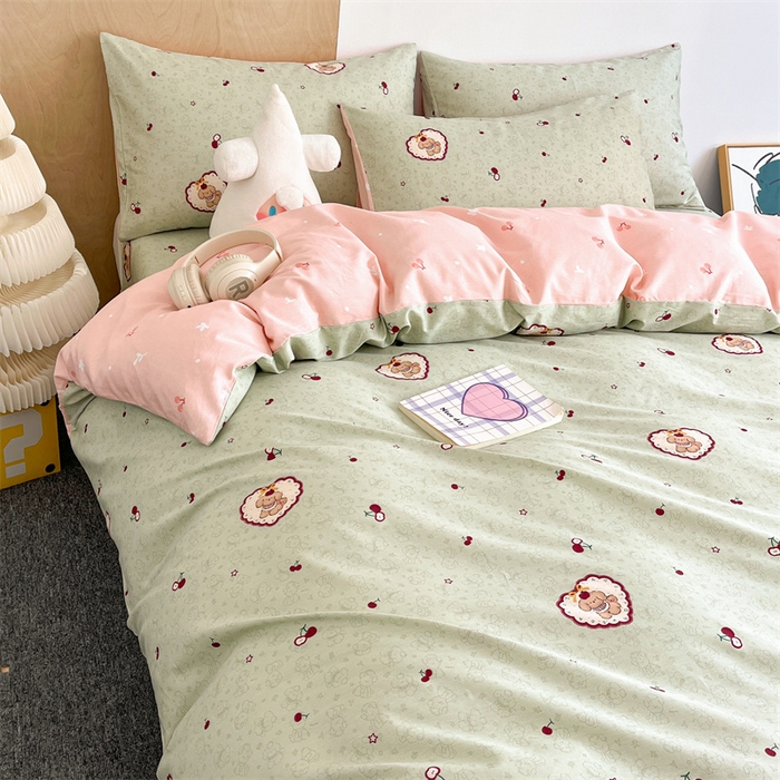 91家纺网 家纺一手货源 找家纺 澜妃 2025春夏新款12868全棉纯棉印花单被套 青提樱桃狗