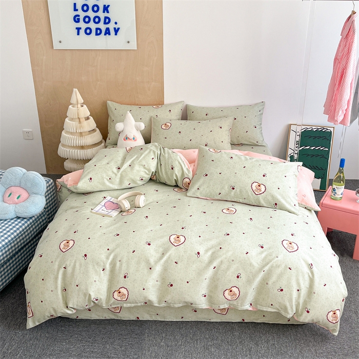 91家纺网 家纺一手货源 找家纺 澜妃 2025春夏新款12868全棉纯棉印花单被套 青提樱桃狗