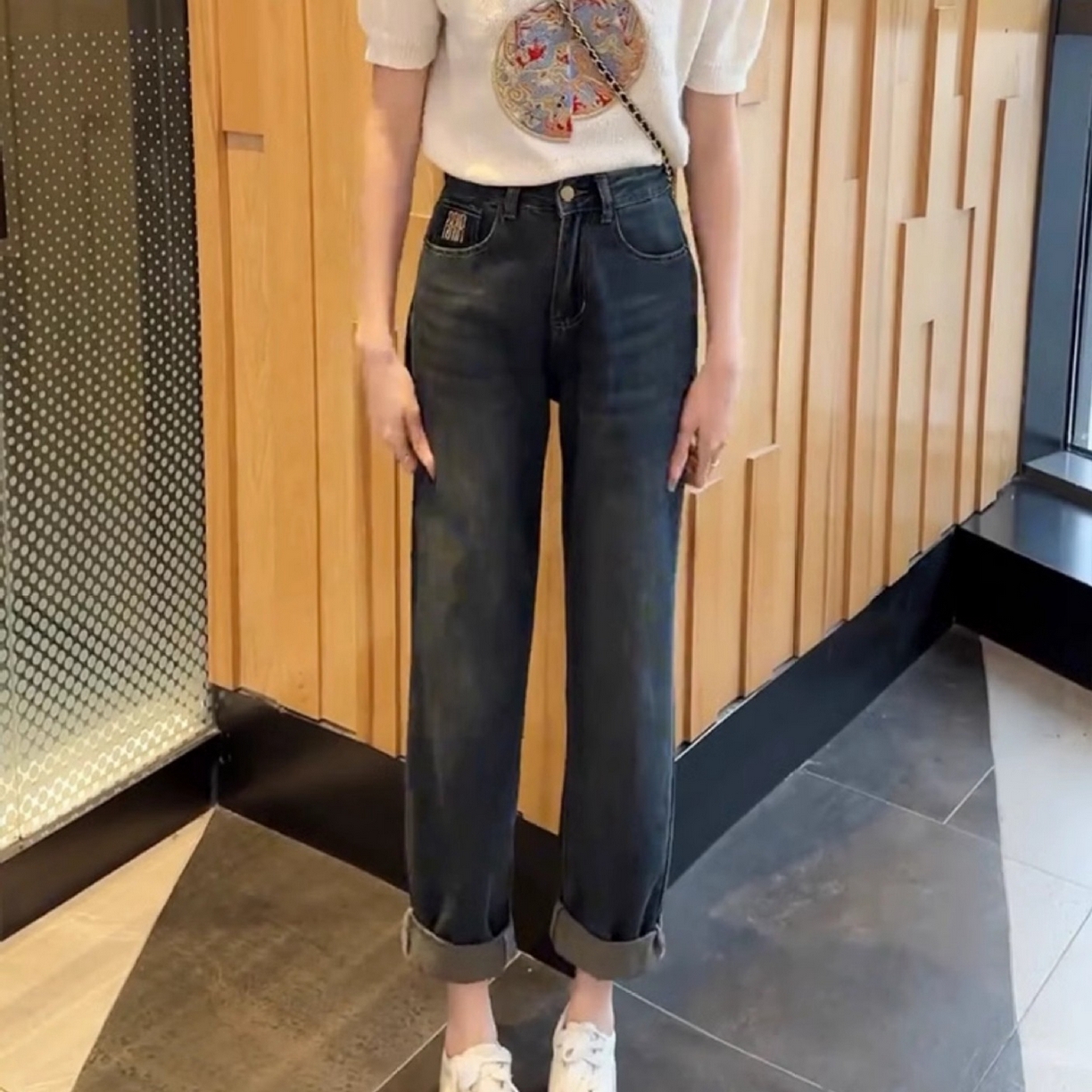 （總）洛蘭沙家居館【只代發(fā)】【只代發(fā)】 2025新款高腰顯瘦顯高大碼老爹闊腿蘿卜褲子牛仔褲1
