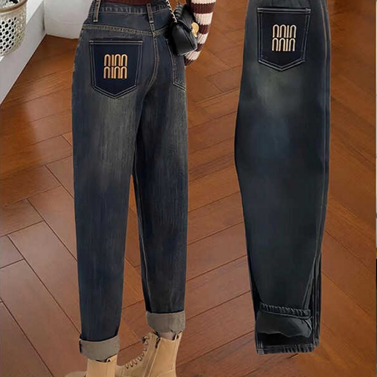 91家纺网 家纺一手货源 找家纺 （总）洛兰沙家居馆【只代发】【只代发】 2025新款高腰显瘦显高大码老爹阔腿萝卜裤子牛仔裤1