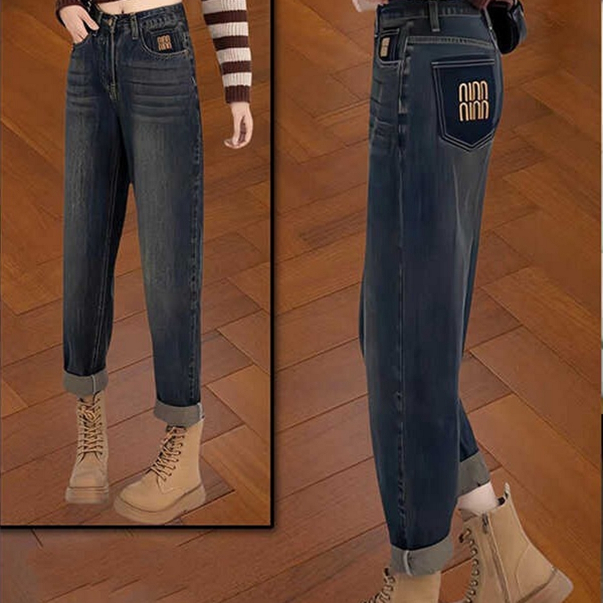 91家纺网 家纺一手货源 找家纺 （总）洛兰沙家居馆【只代发】【只代发】 2025新款高腰显瘦显高大码老爹阔腿萝卜裤子牛仔裤1