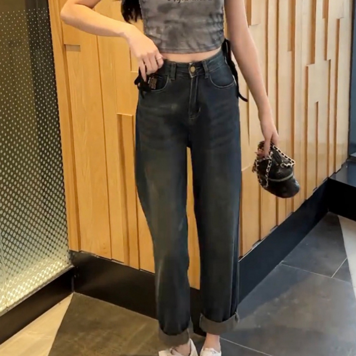 91家纺网 家纺一手货源 找家纺 （总）洛兰沙家居馆【只代发】【只代发】 2025新款高腰显瘦显高大码老爹阔腿萝卜裤子牛仔裤1