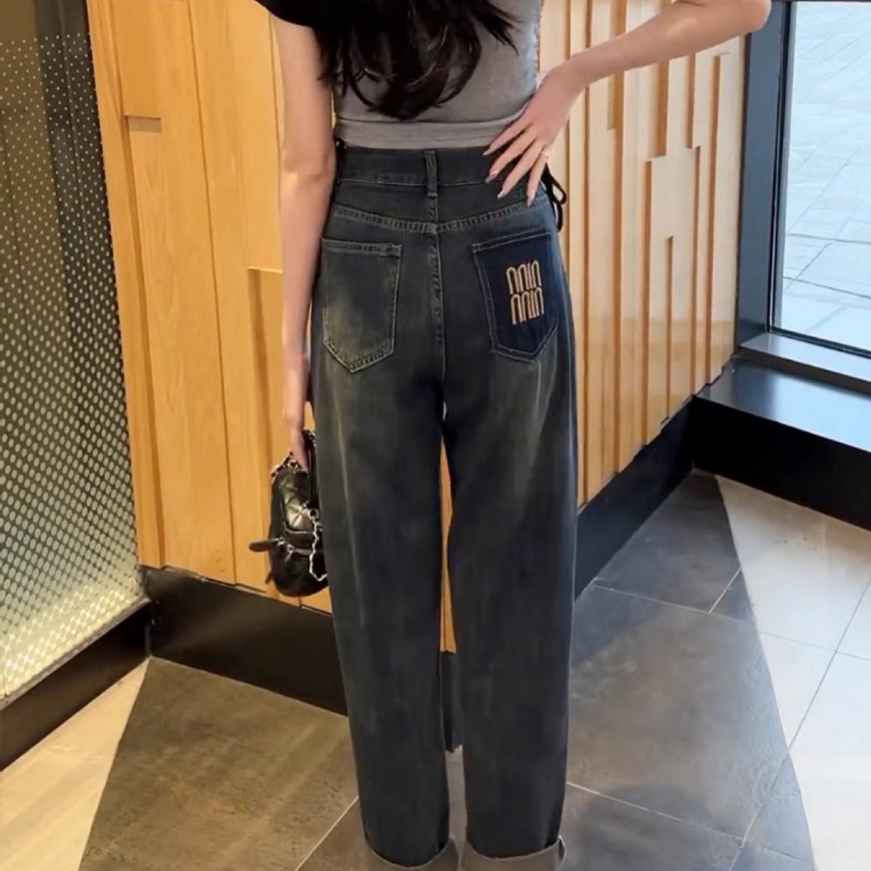 91家纺网 家纺一手货源 找家纺 （总）洛兰沙家居馆【只代发】【只代发】 2025新款高腰显瘦显高大码老爹阔腿萝卜裤子牛仔裤1