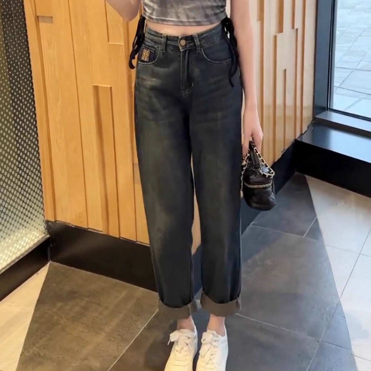 91家纺网 家纺一手货源 找家纺 （总）洛兰沙家居馆【只代发】【只代发】 2025新款高腰显瘦显高大码老爹阔腿萝卜裤子牛仔裤1