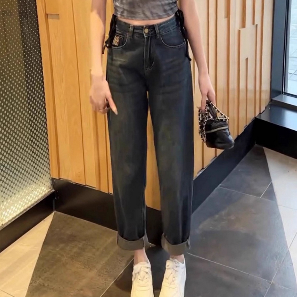 91家纺网 家纺一手货源 找家纺 （总）洛兰沙家居馆【只代发】【只代发】 2025新款高腰显瘦显高大码老爹阔腿萝卜裤子牛仔裤1