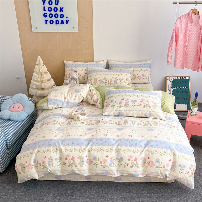 91家纺网 家纺一手货源 找家纺 澜妃 2025春夏新款12868全棉纯棉印花单被套 兔兔乐园