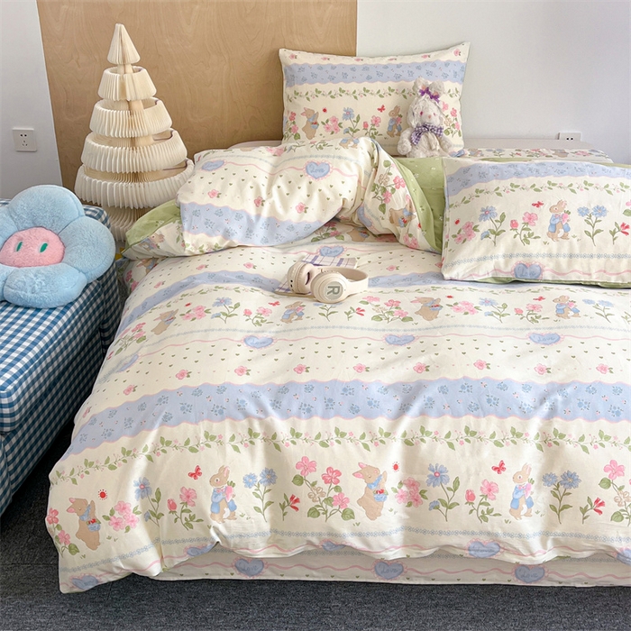 91家纺网 家纺一手货源 找家纺 澜妃 2025春夏新款12868全棉纯棉印花单被套 兔兔乐园