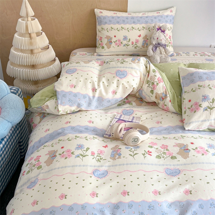 91家纺网 家纺一手货源 找家纺 澜妃 2025春夏新款12868全棉纯棉印花单被套 兔兔乐园