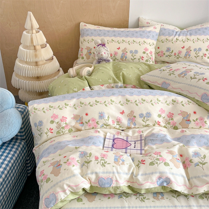 91家纺网 家纺一手货源 找家纺 澜妃 2025春夏新款12868全棉纯棉印花单被套 兔兔乐园