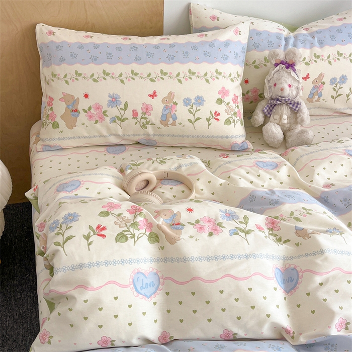 91家纺网 家纺一手货源 找家纺 澜妃 2025春夏新款12868全棉纯棉印花单被套 兔兔乐园