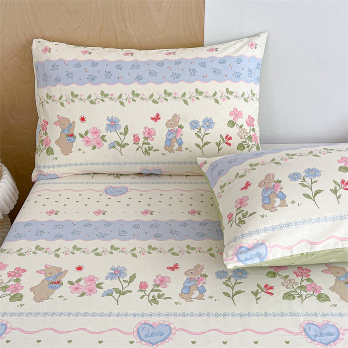 91家纺网 家纺一手货源 找家纺 澜妃 2025春夏新款12868全棉纯棉印花单被套 兔兔乐园