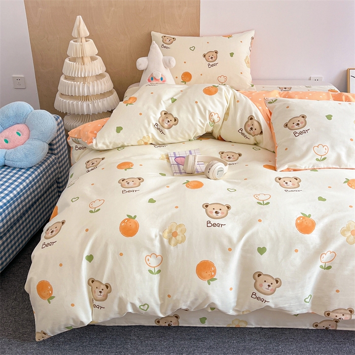 91家纺网 家纺一手货源 找家纺 澜妃 2025春夏新款12868全棉纯棉印花单被套 熊宝乐园