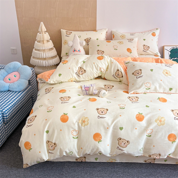 91家纺网 家纺一手货源 找家纺 澜妃 2025春夏新款12868全棉纯棉印花单被套 熊宝乐园