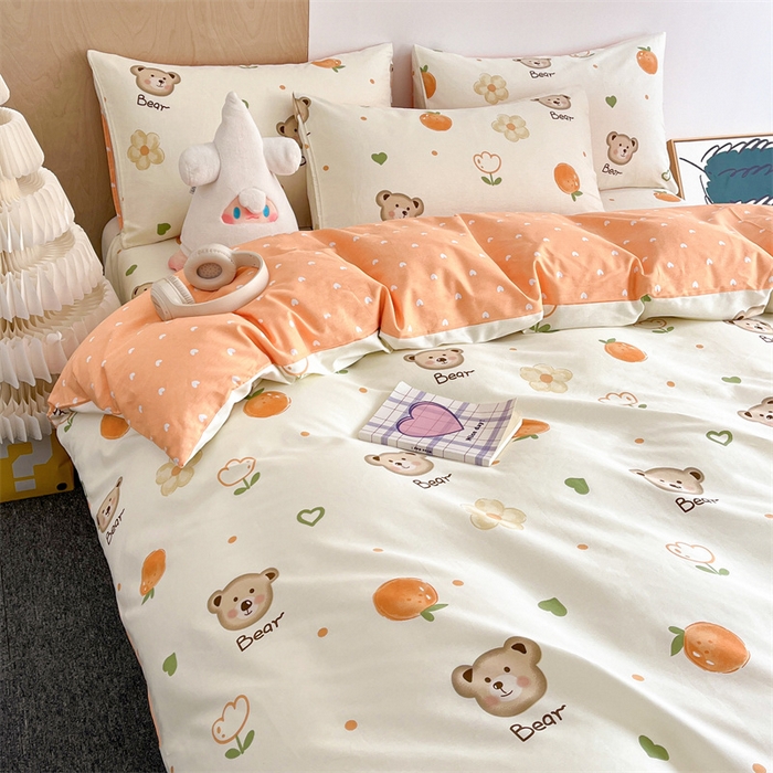 91家纺网 家纺一手货源 找家纺 澜妃 2025春夏新款12868全棉纯棉印花单被套 熊宝乐园