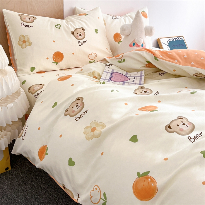 91家纺网 家纺一手货源 找家纺 澜妃 2025春夏新款12868全棉纯棉印花单被套 熊宝乐园