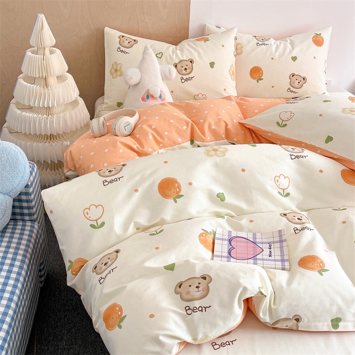 91家纺网 家纺一手货源 找家纺 澜妃 2025春夏新款12868全棉纯棉印花单被套 熊宝乐园