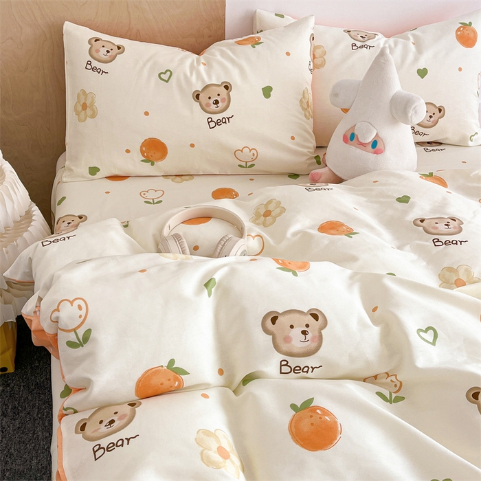 91家纺网 家纺一手货源 找家纺 澜妃 2025春夏新款12868全棉纯棉印花单被套 熊宝乐园