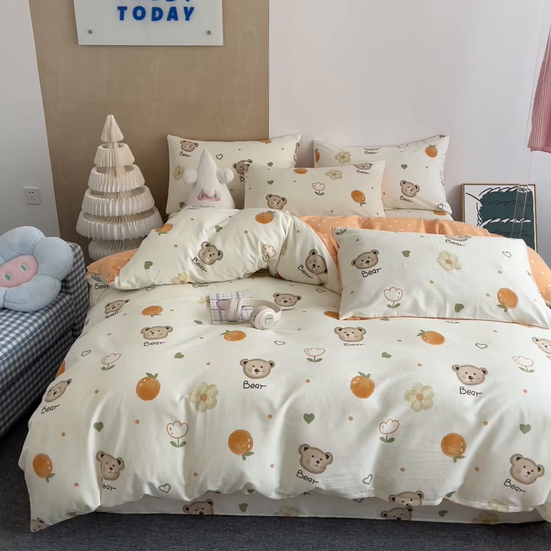 91家纺网 家纺一手货源 找家纺 澜妃 2025春夏新款12868全棉纯棉印花单被套 熊宝乐园