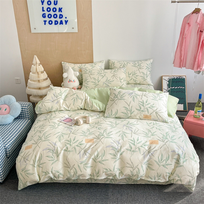 91家纺网 家纺一手货源 找家纺 澜妃 2025春夏新款12868全棉纯棉印花单被套 叶曲