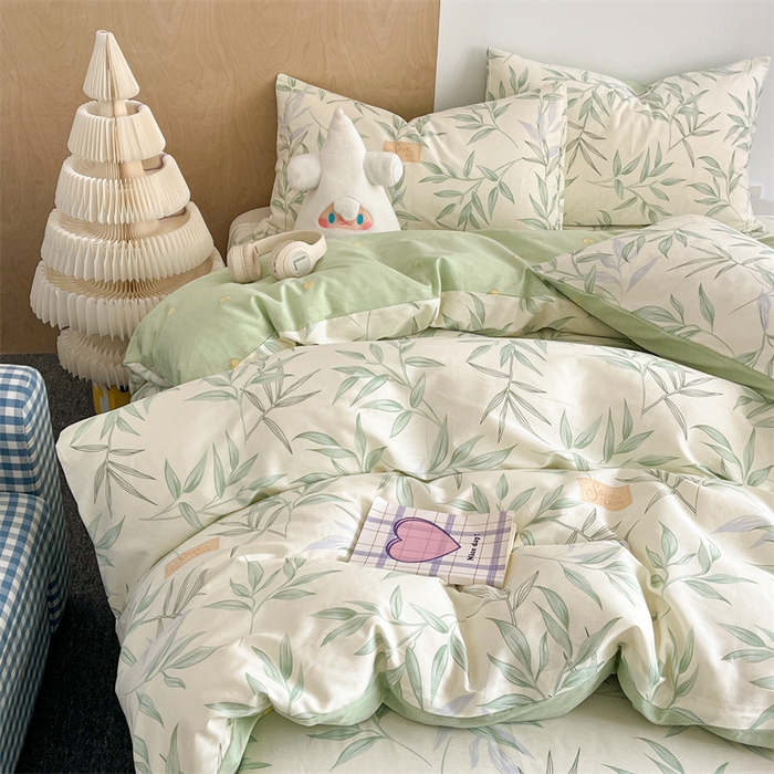 91家纺网 家纺一手货源 找家纺 澜妃 2025春夏新款12868全棉纯棉印花单被套 叶曲