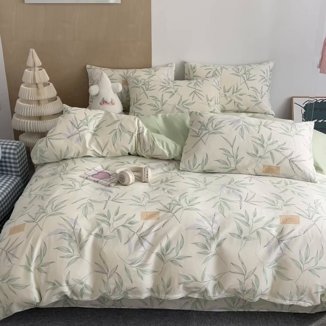 91家纺网 家纺一手货源 找家纺 澜妃 2025春夏新款12868全棉纯棉印花单被套 叶曲