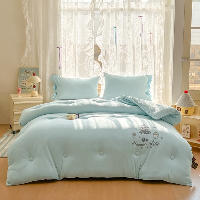 91家纺网 家纺一手货源 找家纺 漫仙阁家纺 2025年新款烫画糯糯棉被子春秋被冬被 单人双人被子 花仙子