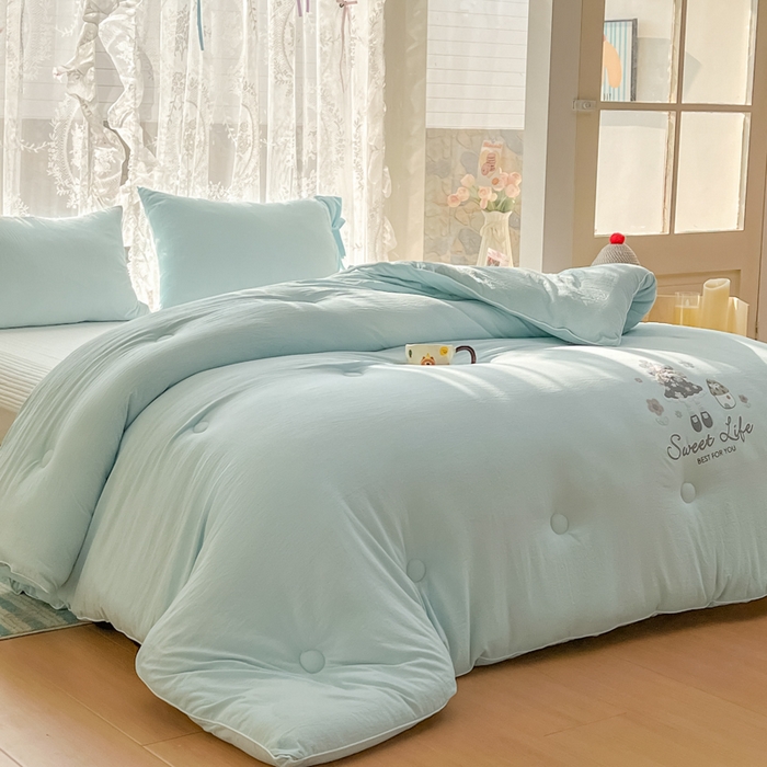 91家纺网 家纺一手货源 找家纺 漫仙阁家纺 2025年新款烫画糯糯棉被子春秋被冬被 单人双人被子 花仙子