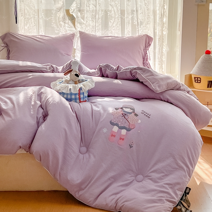 91家纺网 家纺一手货源 找家纺 漫仙阁家纺 2025年新款烫画糯糯棉被子春秋被冬被 单人双人被子 邻家女孩