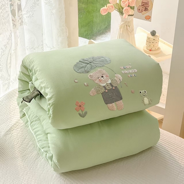 91家纺网 家纺一手货源 找家纺 漫仙阁家纺 2025年新款烫画糯糯棉被子春秋被冬被 单人双人被子 小青蛙