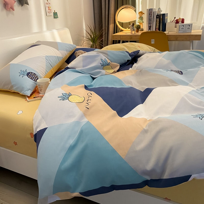 91家纺网 家纺一手货源 找家纺 澜妃 2025春夏新款12868全棉纯棉印花单被套 菠萝多多