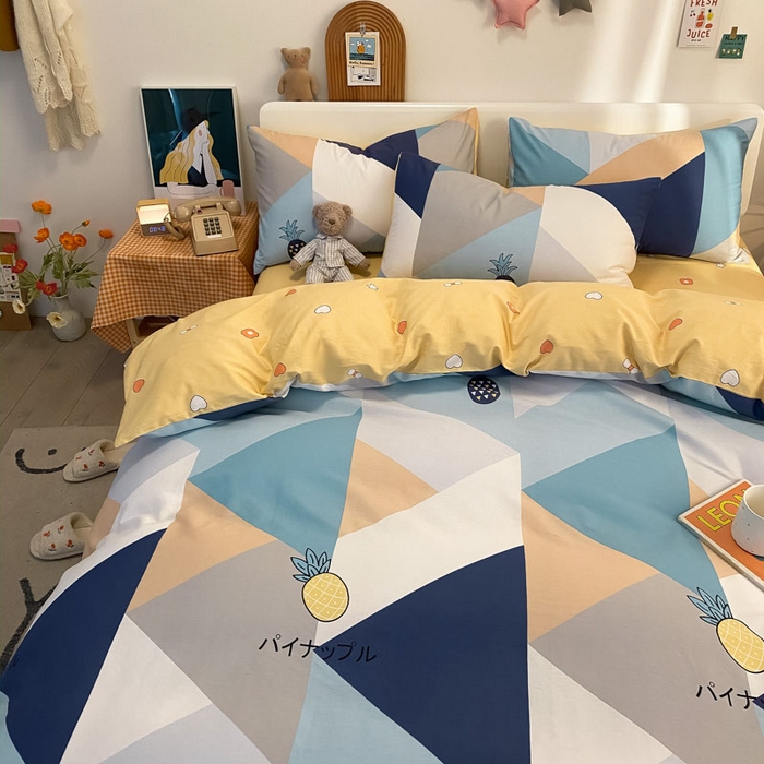 91家纺网 家纺一手货源 找家纺 澜妃 2025春夏新款12868全棉纯棉印花单被套 菠萝多多