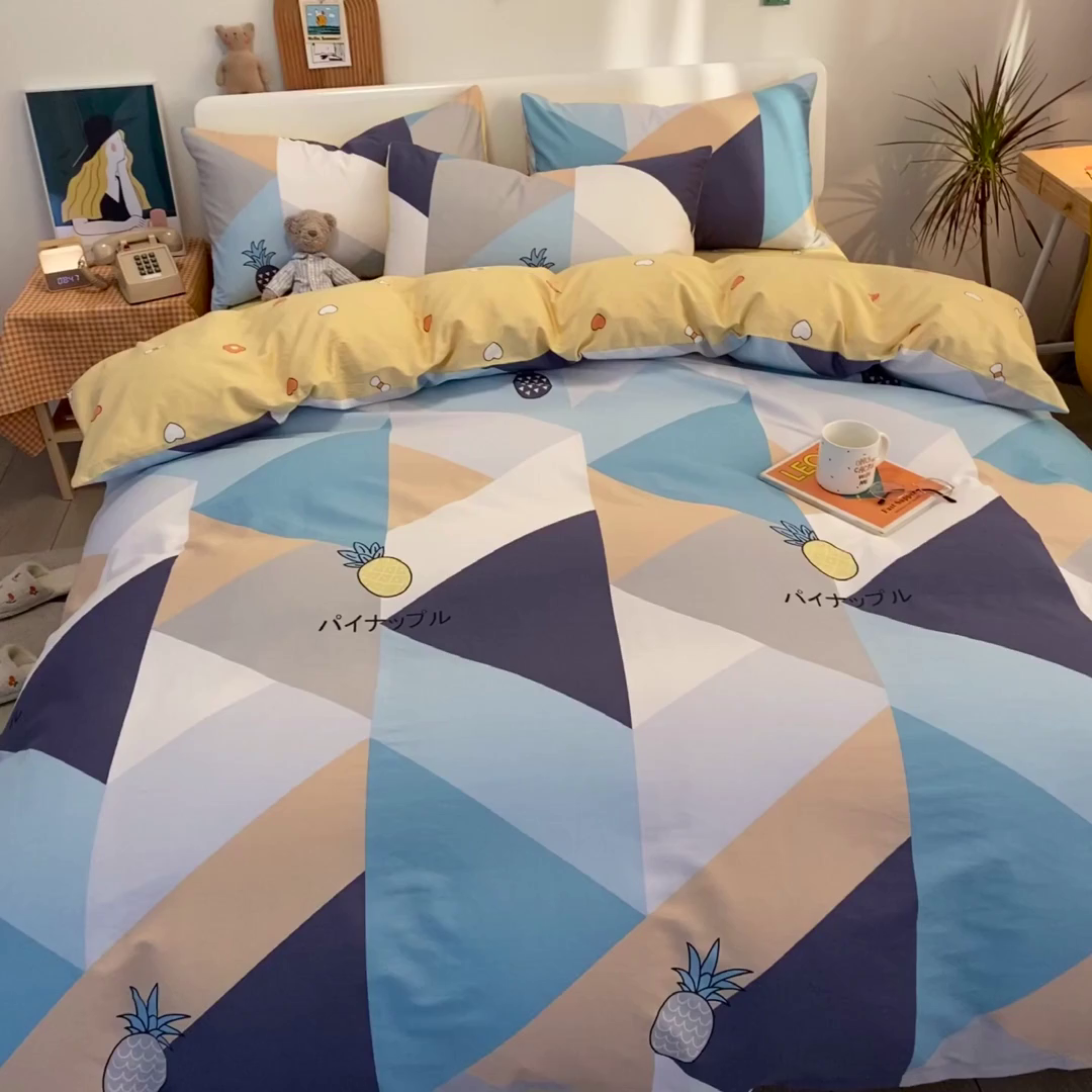 91家纺网 家纺一手货源 找家纺 澜妃 2025春夏新款12868全棉纯棉印花单被套 菠萝多多